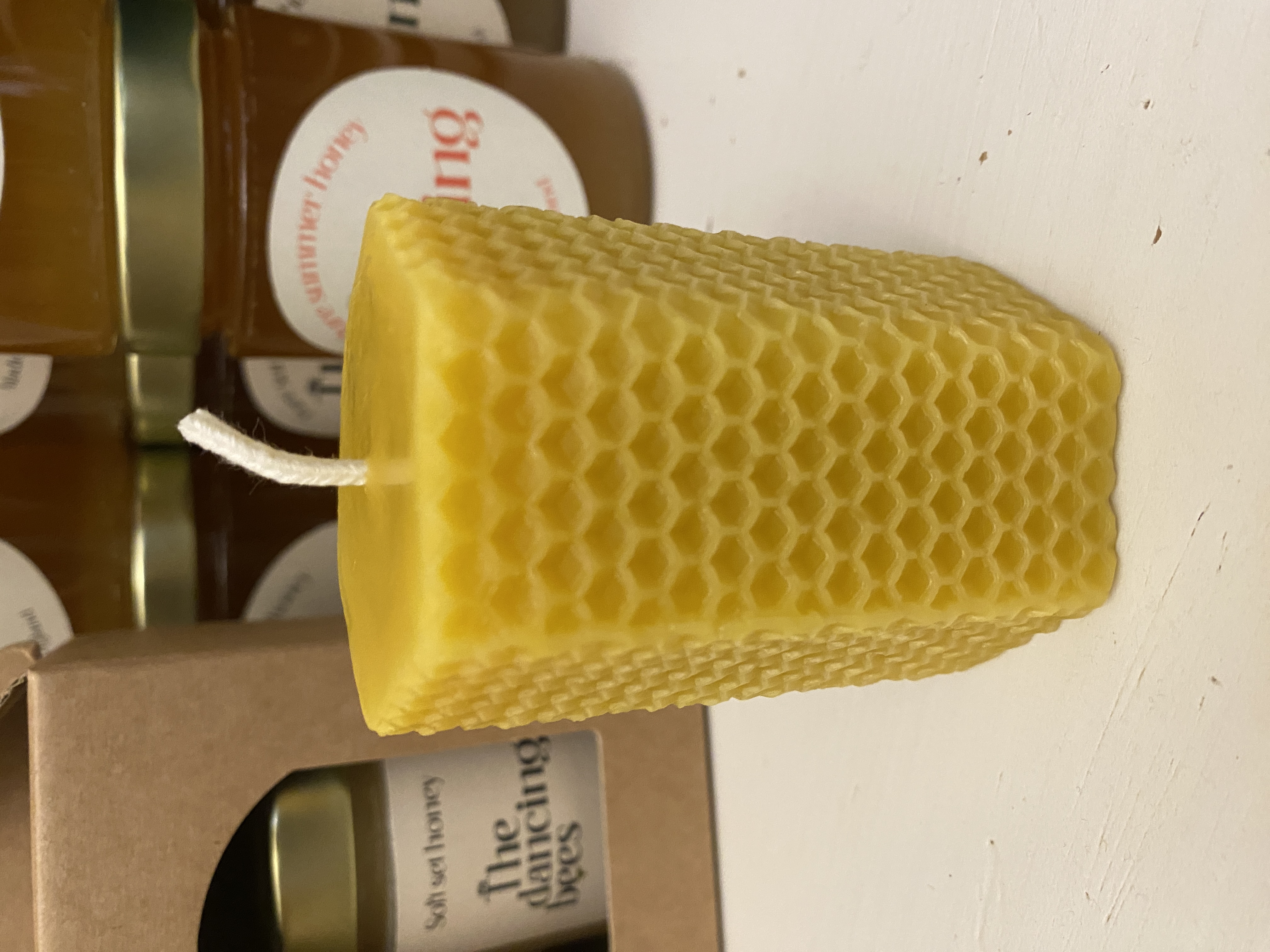 Hexagon honeycomb beeswax candle